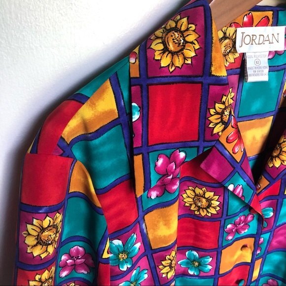 Jordan Vintage Flower Button-Up Size 12 - Picture 7 of 12